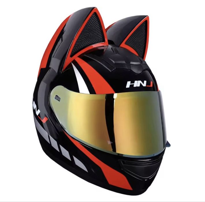 Casca moto cu urechi pisica