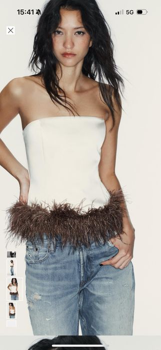 Zara- топ с естествени пера