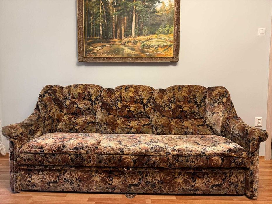 Set canapea extensibilă +2 fotolii pentru living, imitație catifea floral