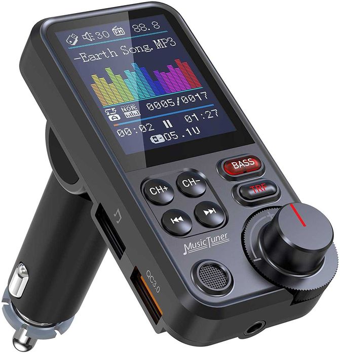 Nulaxy KM30 Bluetooth FM Transmitter и зарядно за телефон-сив цвят