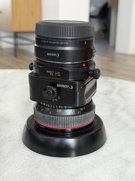 Obiectiv Canon ts-e 24mm f3.5 cu adaptor.