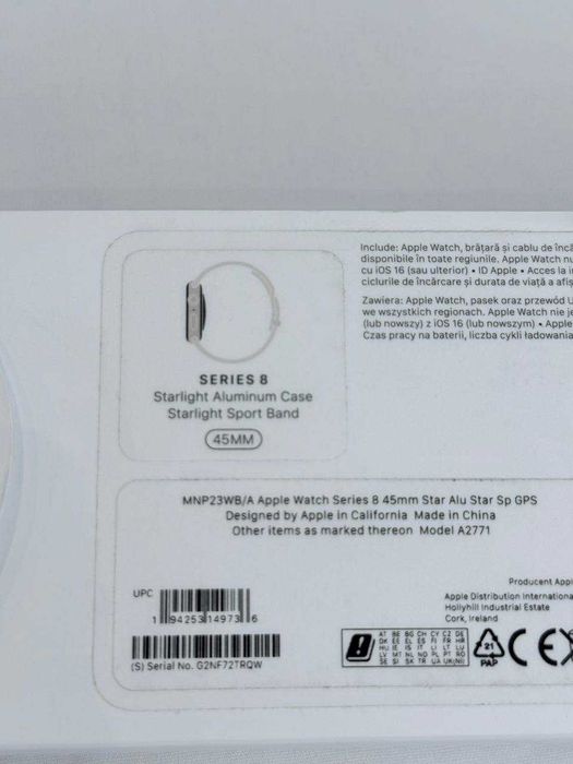 Apple Watch Series 8 45mm Starlight GPS + Curea Milaneza + Suport