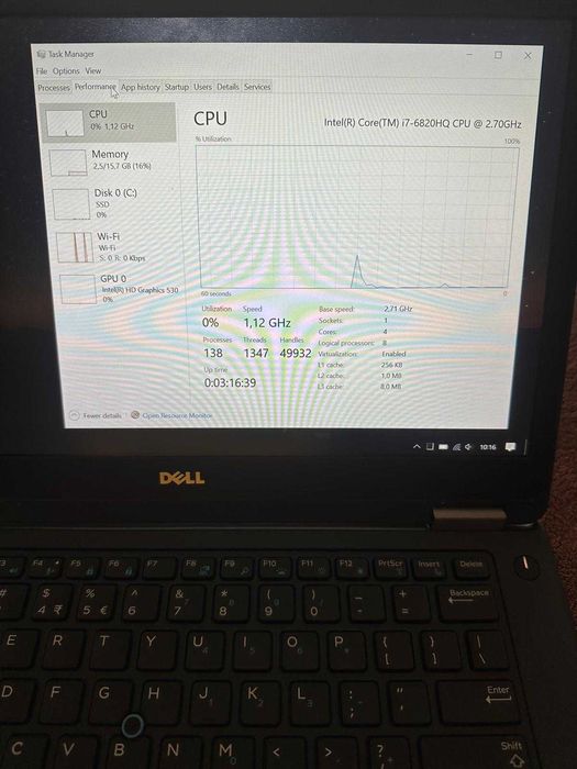 Laptop Dell I7 6820 HQ 16 GB Ram SSD 512 GB Ecran 14 Inch Baterie noua