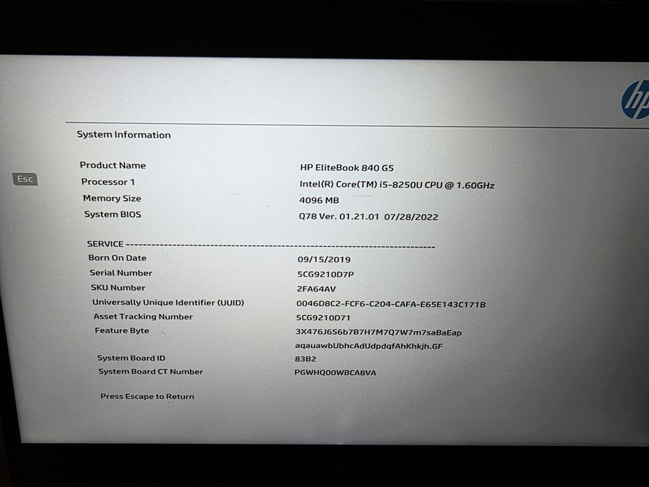 Laptop hp 840 G5 dezmenbrez i5 gen8