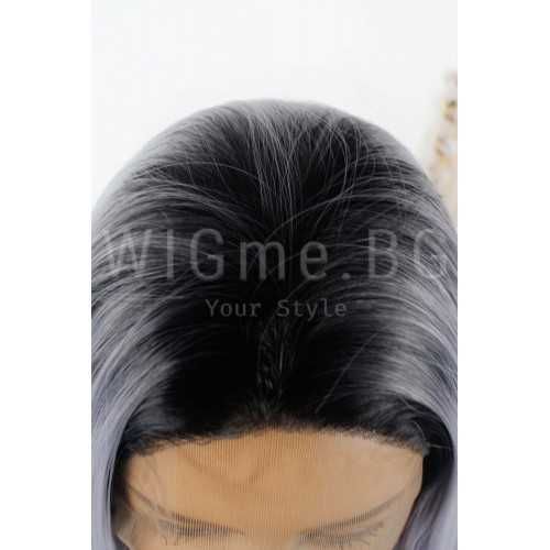 Дълга права сребриста лейс фронт перука Айлин