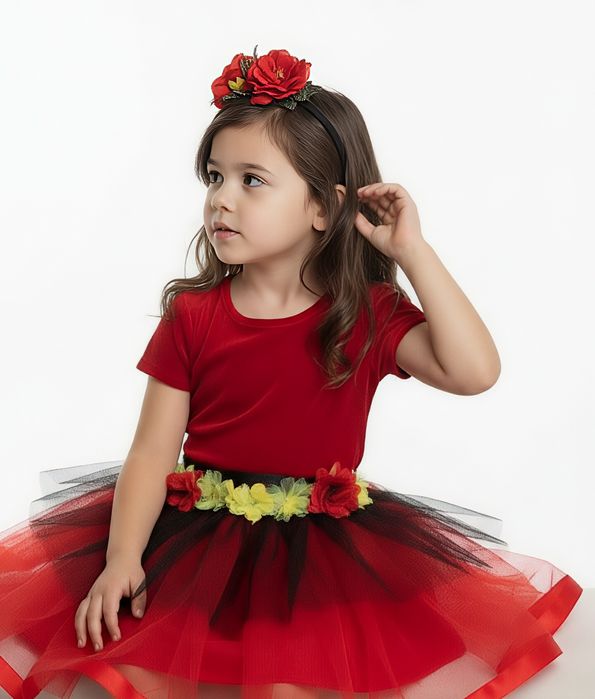 Rochiță floare mac de luxe marime 3-7 ani made în Ro. costume flori