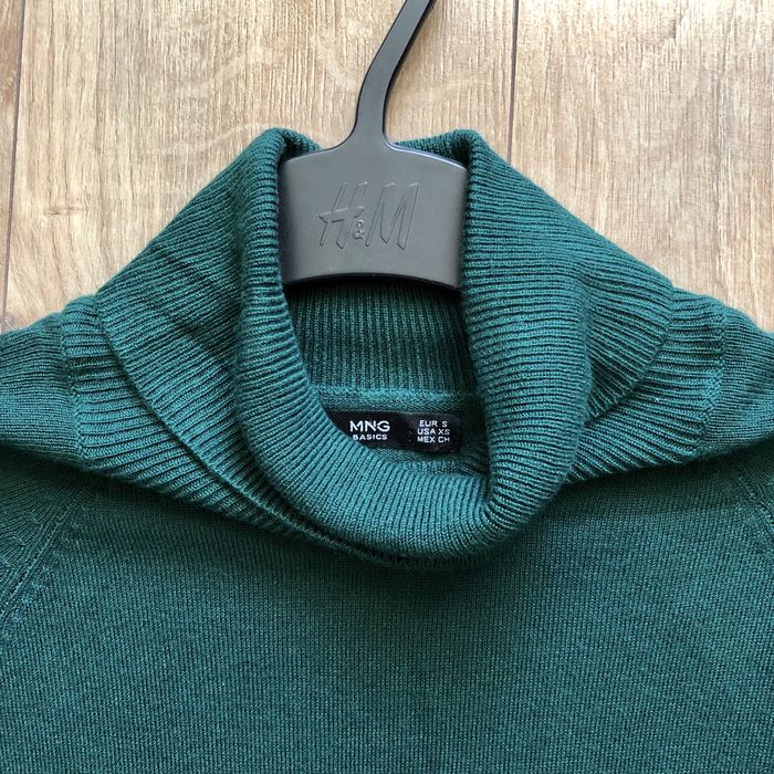 MANGO Bluza dama verde pe gat | primavara | maneci scurte, subtire | S