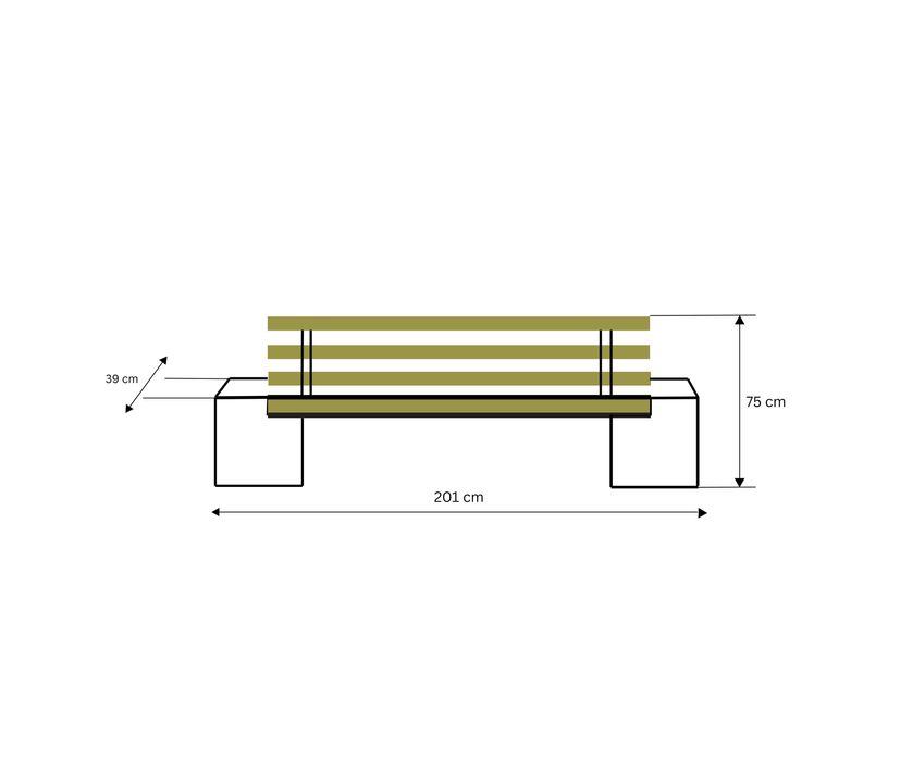 Bancă premium din beton cu marmură albă si lemn de stejar
