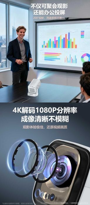 Yesido TV16 Проектор с электрофокусом Wi-Fi 6 и BT5.4 Android 1080P HD