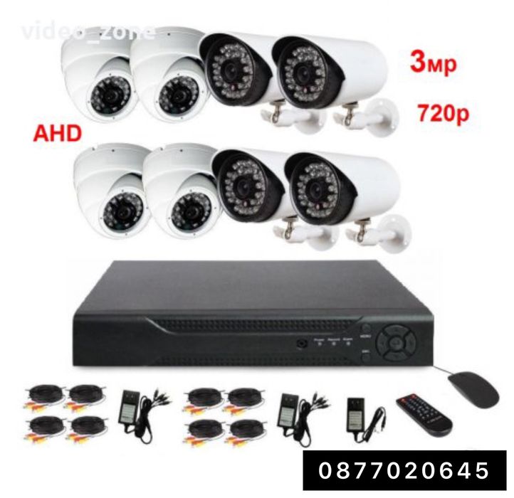 Комплект видеонаблюдение с 8 камери FULL HD