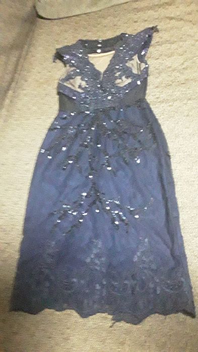 Rochie de ocazie bleumaren paiete cu dantela 40-42.