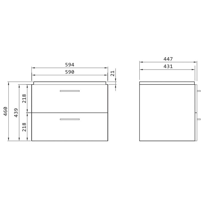 Masca baie +lavoar+baterie+ oglinda, Cersanit, cu sertare, alb, 60 x 45 x 49.5 cm