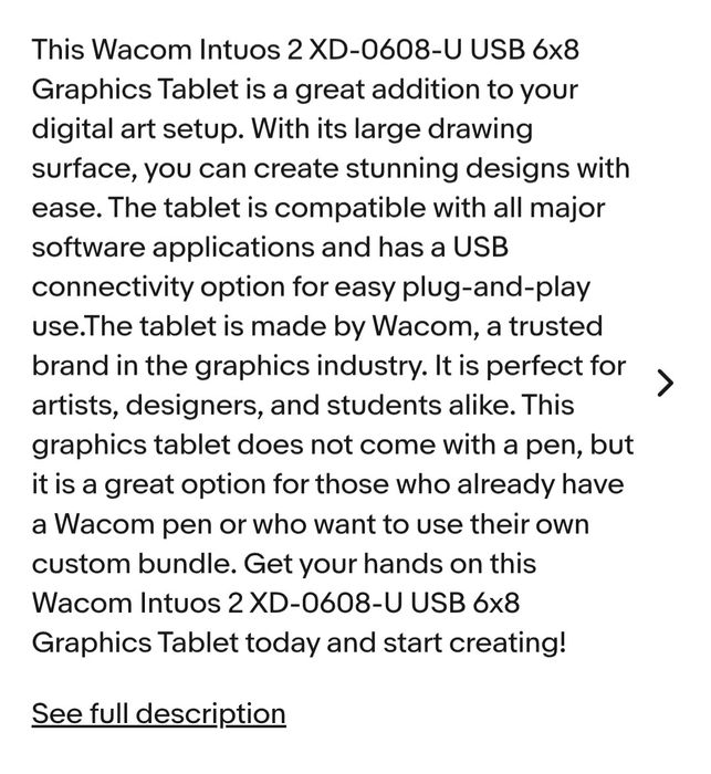 Wacom Intuos 2 XD-0608-U USB 6x8 Графичен таблет