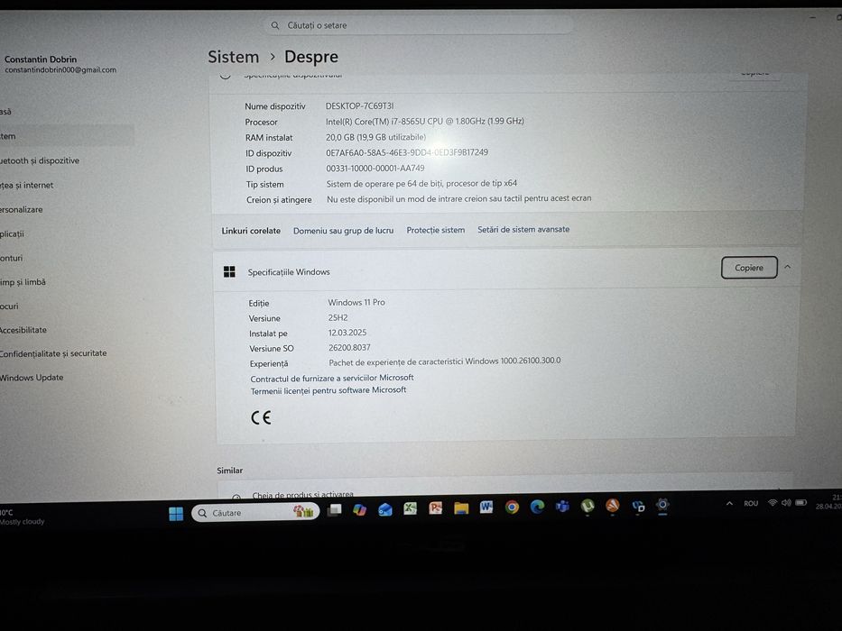 Laptop ASUS VivoBook X509FA / i7 / 20GB RAM / SSD 256GB / Windows 11 Pro