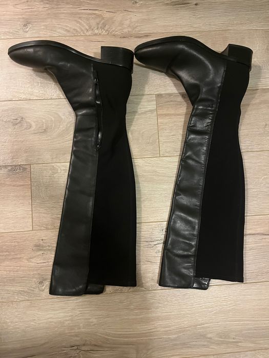 Дамски кожени ботуши над коляното Calvin Klein от смесена медия