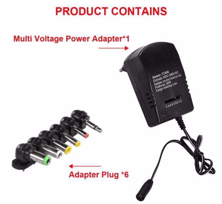 3V~24V Регулируемо Зарядно Универсално Захранващ Адаптер Потенциометър