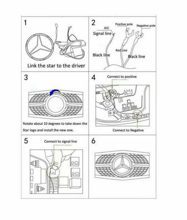 Emblema Logo Semn Led Iluminata Luminoasa  Mercedes A B C E CLA Class