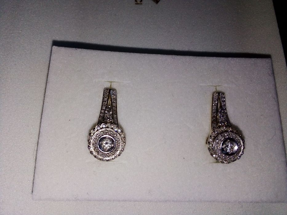 Царска Русия злато с гранати/Стари руски златни обеци с диаманти