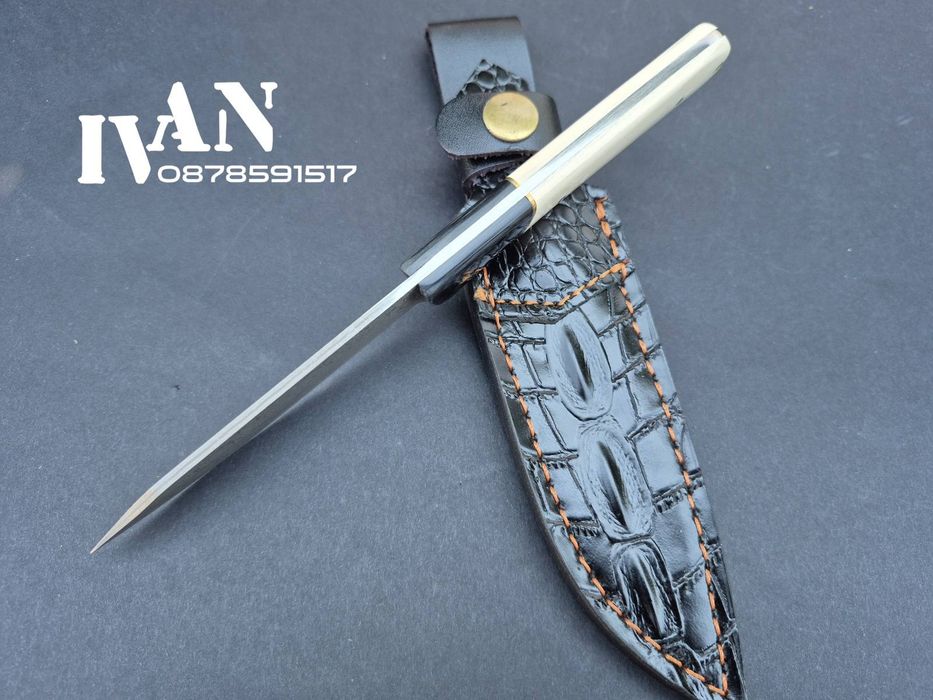 Ловен нож - Дамаска стомана 67 слоя -сърцевина VG10  с кожена кания
