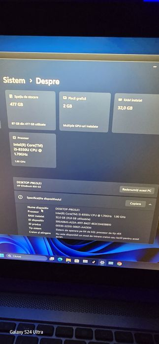 Laptop hp elitebook 850 g5, 32 gb ram, i5