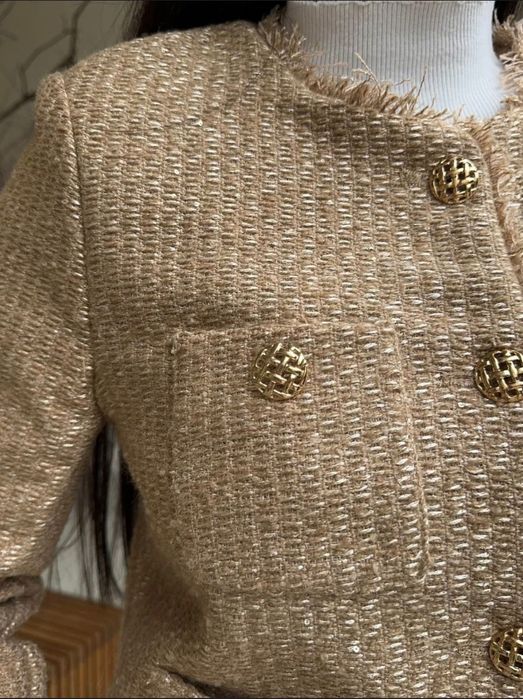 Жакет пиджак твидовый укороченный