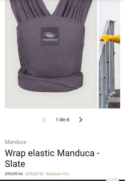 Vând Wrap elastic manduca/ marsupiu ergonomic din bumbac organic