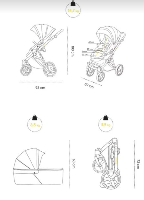 Carucior 2 in 1 Skiddou Oslo+, Onyx, negru