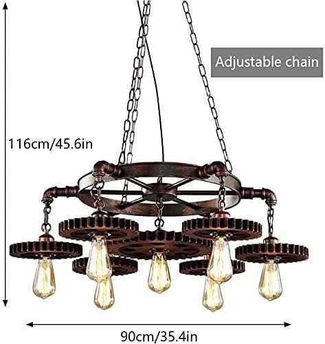 Намален! Ретро полилей от ковано желязо Индустриална винтидж 7 кръга