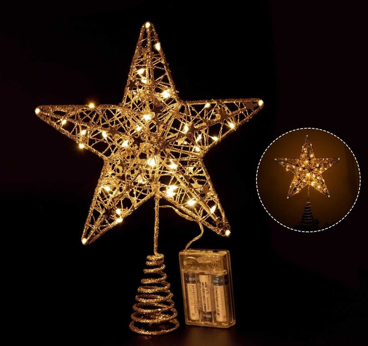 Златна коледна LED звезда Toppers Star 12-инчова