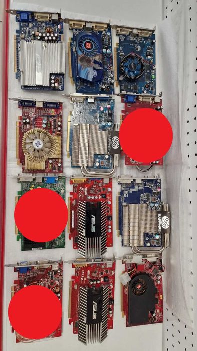 9 броя рабоотещи PCI-E РЕТРО видеокарти - РАЗЧИСТВАНЕ