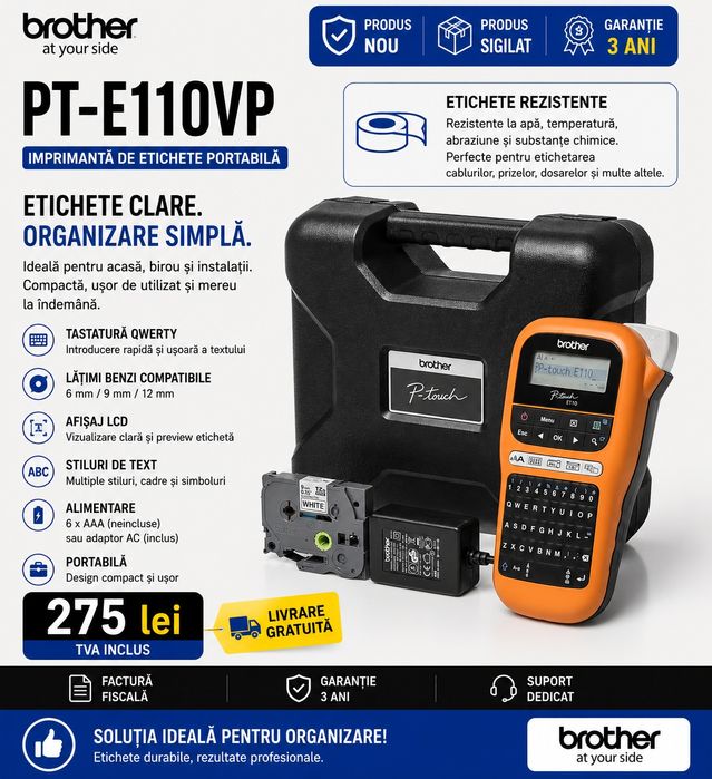 Brother PT-E110VP | Produs nou, sigilat | Livrare gratuita