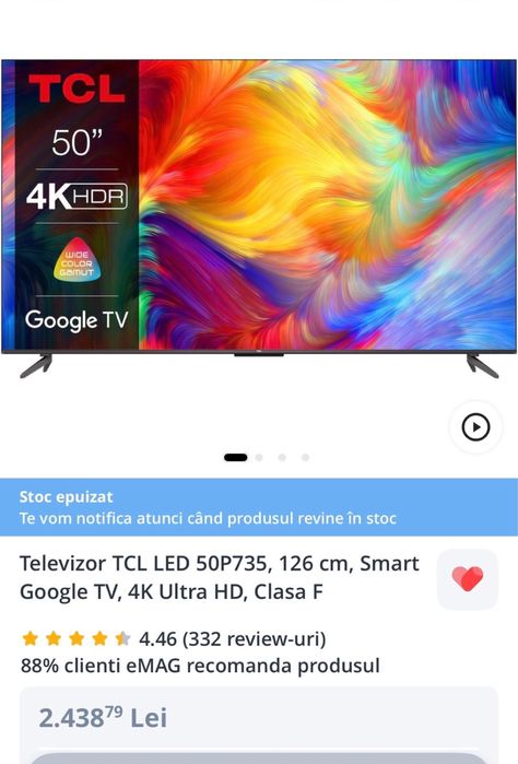 Televizor TCL LED 50P735, 126 cm 4k ultra HD