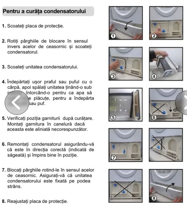 Accesorii uscator rufe Candy filtru scame + filtru condensator