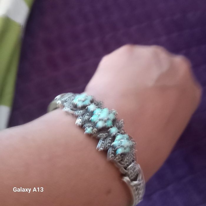 Set brățară argint cu patra de opal natùra plus pandantiv si inel  41