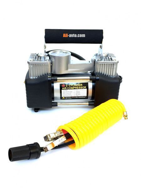 Компресор За Помпане На Гуми Двубутален Двуцилиндров Метален 12V 30A с