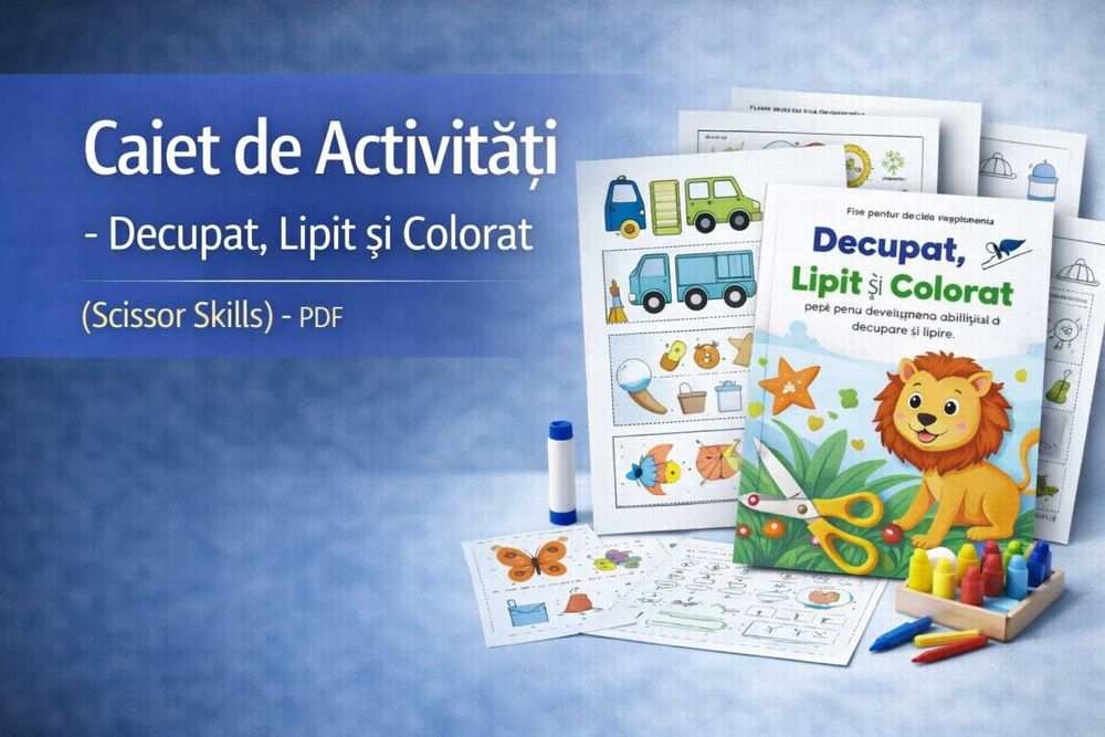 Caiet de Activități - Decupat, Lipit și Colorat (Scissor Skills) - PDF