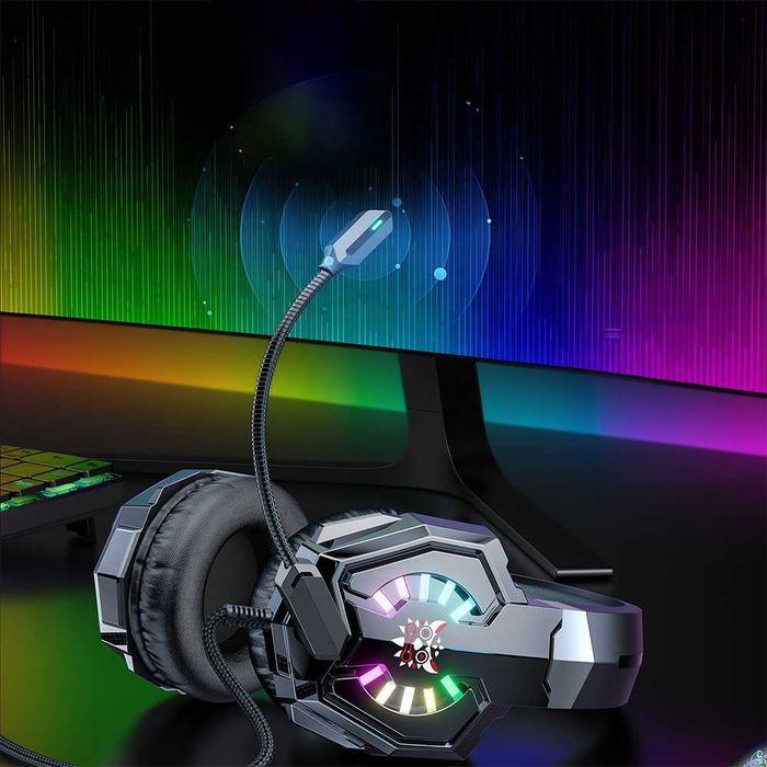 Светещи слушалки с микрофон, атрактивен дизайн и мощен звук