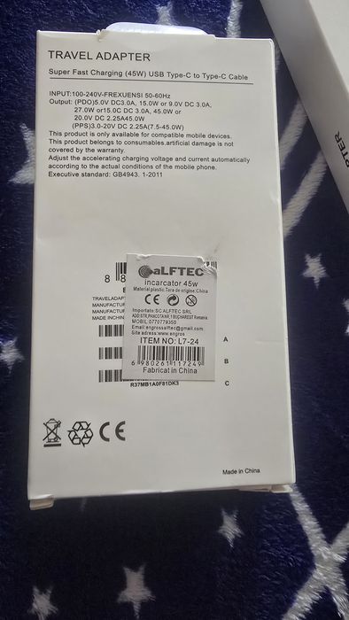 Incarcator si cablu super charger  45 wati   30  roni Sigilate