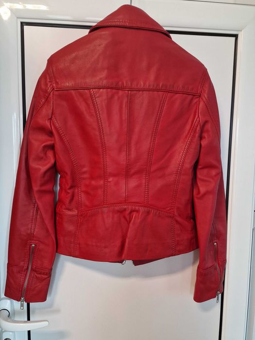 Якета от естествена кожа + тютюнево-зелено дълго палто