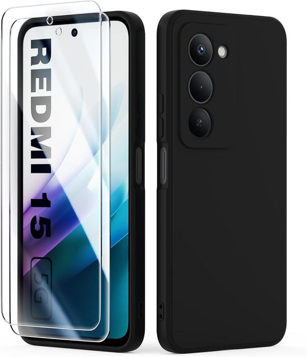 Матов силиконов кейс за xiaomi redmi 15 4g - черен