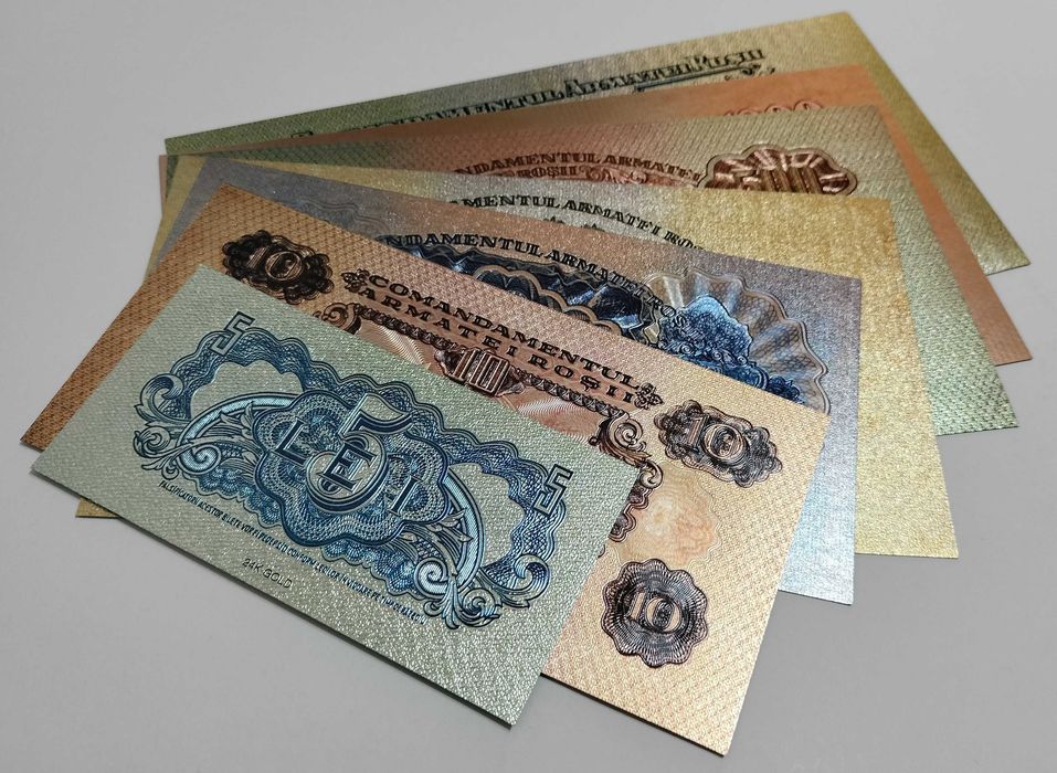 Comandamentul Armatei Roșii – Set complet de 7 bancnote - Gold Collector Edition – cu inserție decorativă de aur 24k