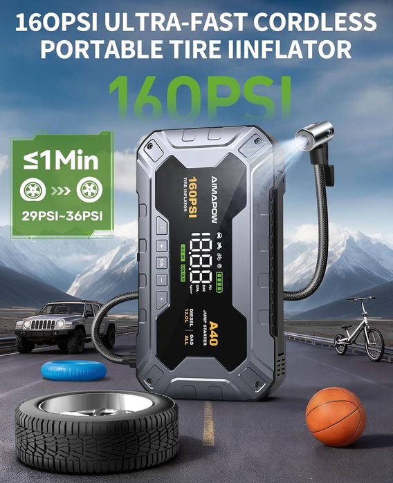 Starter de pornire de 8000A ,160PSI cu compresor de aer, baterie auto 12V ,sigilat