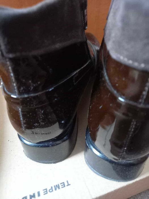 Ghete dama uzate piele lacuita maro 39