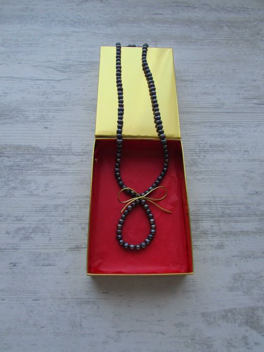 Естествени Черни Перли 78см  без закопчалка