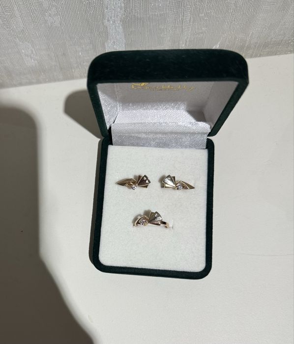 Серьги и кольцо 16 р, проба 585