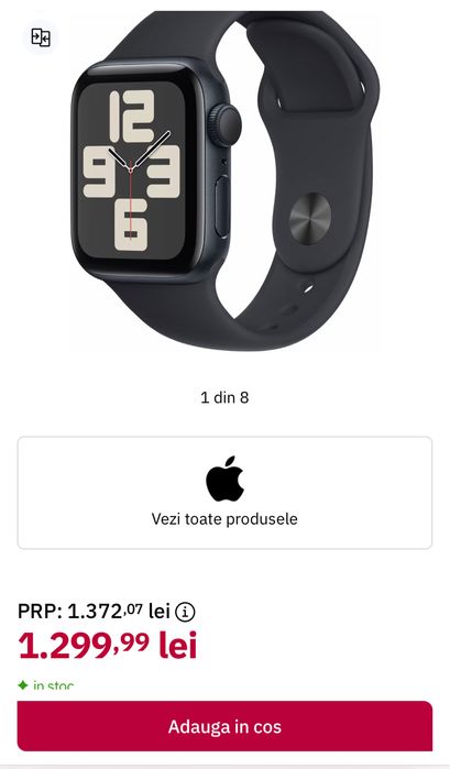 APPLE Watch SE (2nd Gen) V2, GPS, 44mm, sigilat, transport ZERO