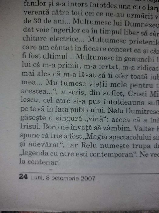Revista Jurnalul National Editie de colectie cu trupa Iris Cristi Minculescu
