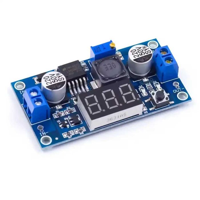 LM2596 Step-Down DC-DC Buck Converter cu Display – Sursă 1.25V–37V 3A