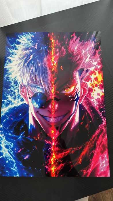 Метален аниме постер – Gojo x Sukuna | Premium Wall Art | 30×42 см