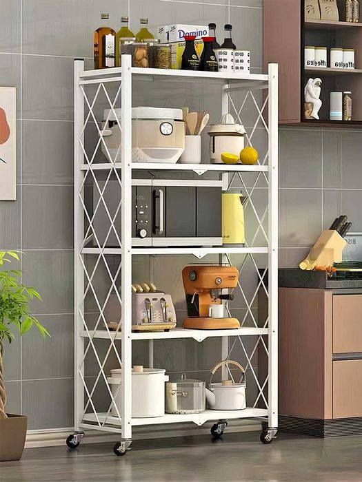 Напольный металлический стеллаж на колесиках, для кухни, 3/4/5 полок